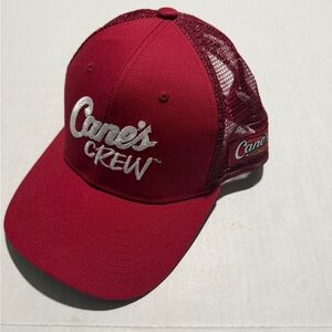 Raising Cane's Chicken tenders burgandy Cane's crew member trucker hat, OS #1417